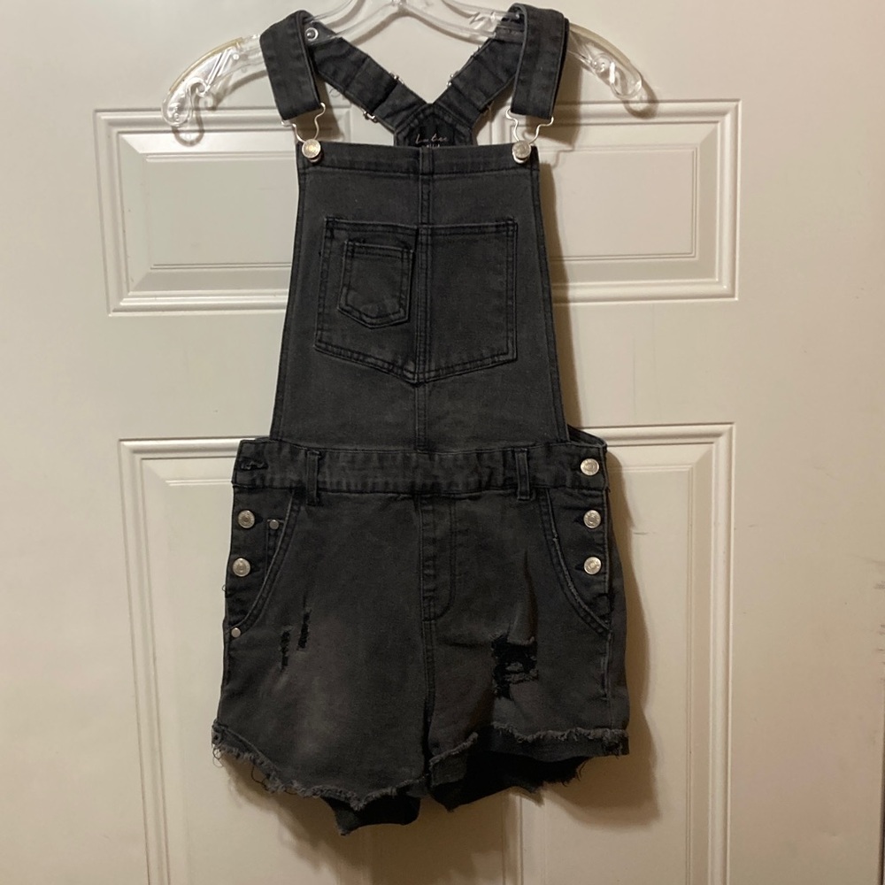 Black Denim Overalls‎ Shorts S